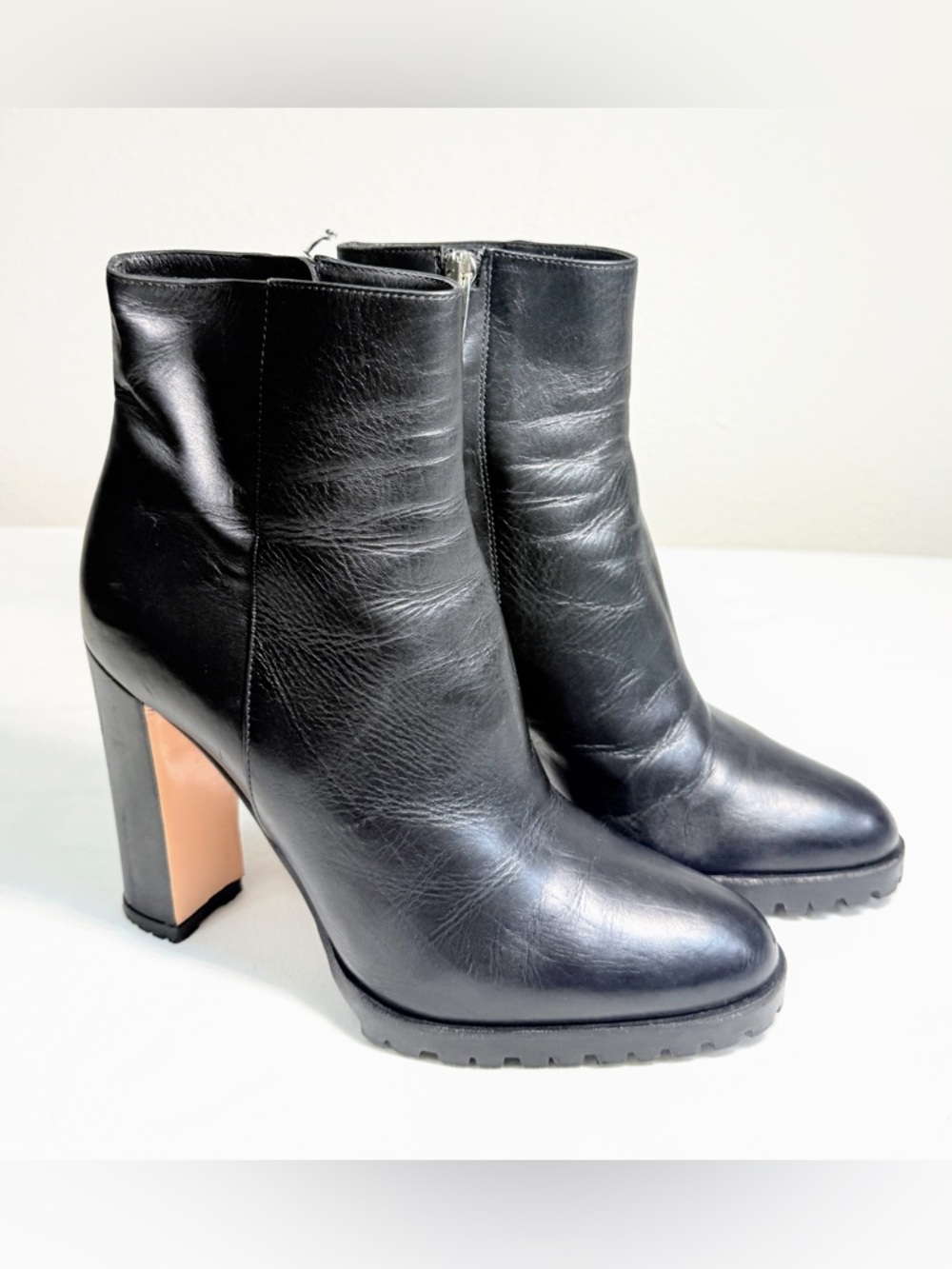 Gianvito Rossi Black Leather Platform Lug Sole Heel Boots EU 38